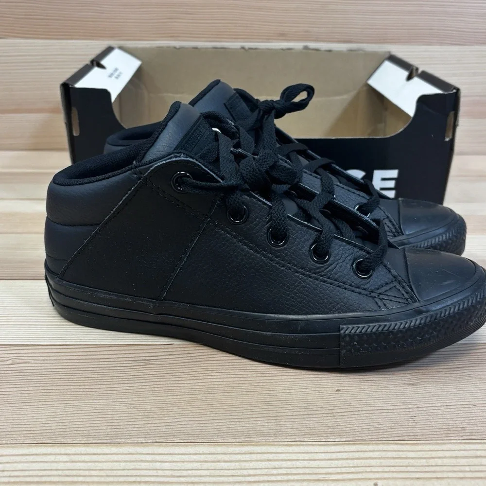 Converse Kids All-Black Mid-Top Sneakers